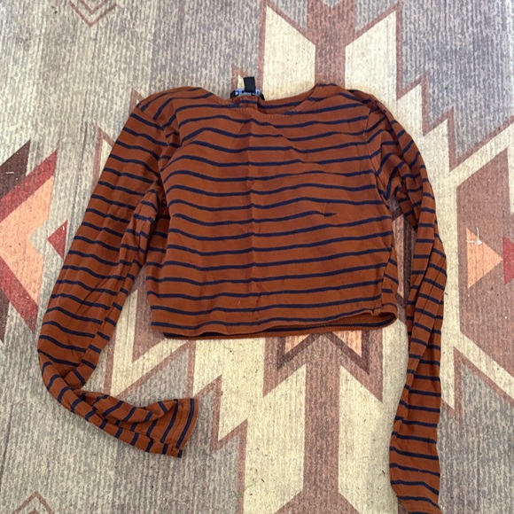 Hope's Brown and Blue Striped Wide Leg Pants Set - Picture 3 of 3